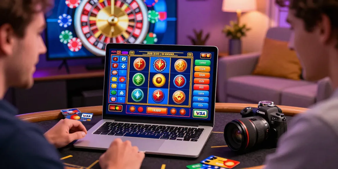 Engaging online gaming experience at spinysoft.co.uk, showcasing credit cards and vibrant casino visuals.