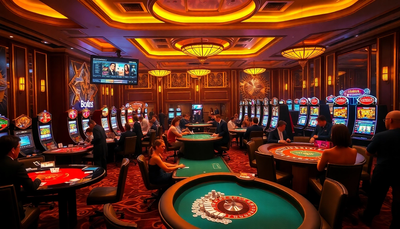 Vivez l'excitation du meilleur casino en ligne avec des joueurs à des tables élégantes et des machines vibrantes.