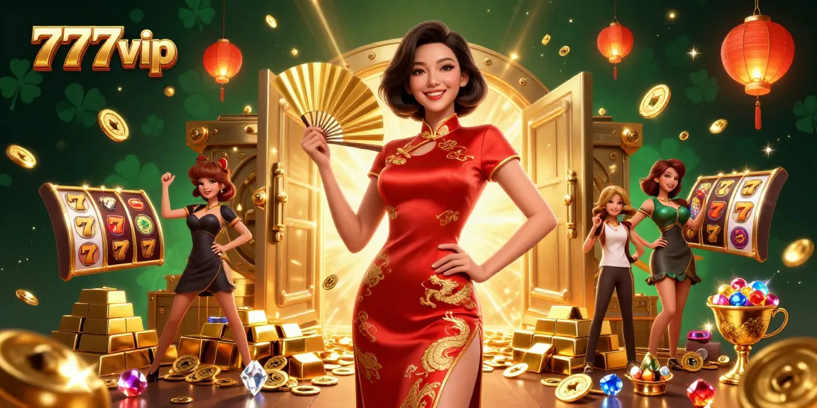Experience thrilling gameplay with 777vip in a rich, vibrant online casino scene filled with treasures and excitement.