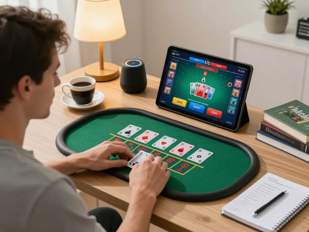 Engaging with SC88 nhà cái blackjack game on a tablet, showcasing responsible online gambling.