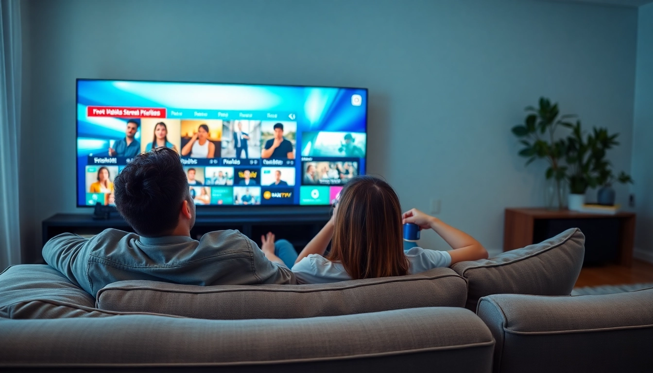 Engaging couple enjoying diverse content with iron tv pro on their smart TV.