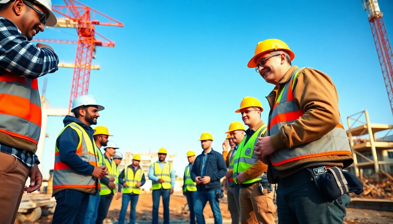 Workers mastering construction training programs in an active job site.