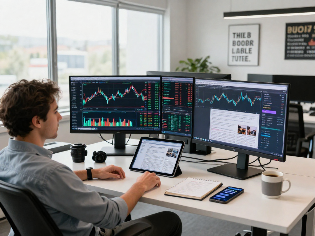 在高效的交易分析工作环境中，交易者使用TradingView实时监控市场数据。