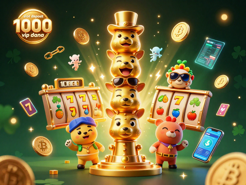 Mengaktifkan slot deposit 1000 via dana dengan simbol buah dan jackpot dalam permainan kasino yang berwarna-warni.