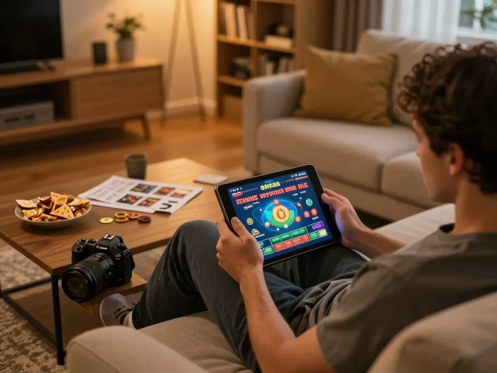 Engaging in thrilling online gaming with tg88 in a cozy home setup