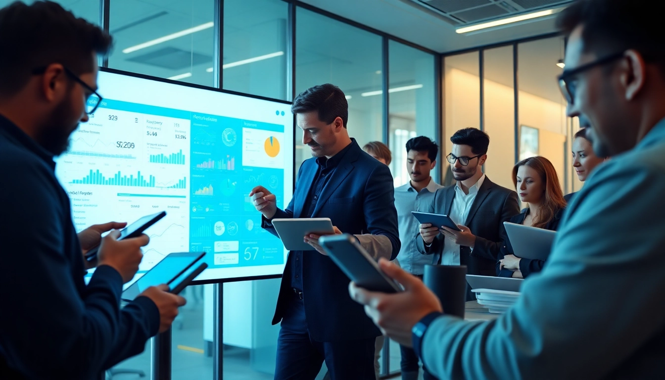 Engaged team using an enterprise ai assistant in a modern digital workspace