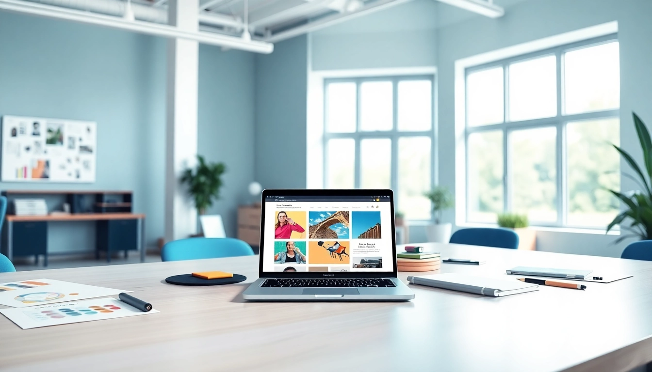 Showcasing Web Design Hereford workspace with modern designs and vibrant colors.