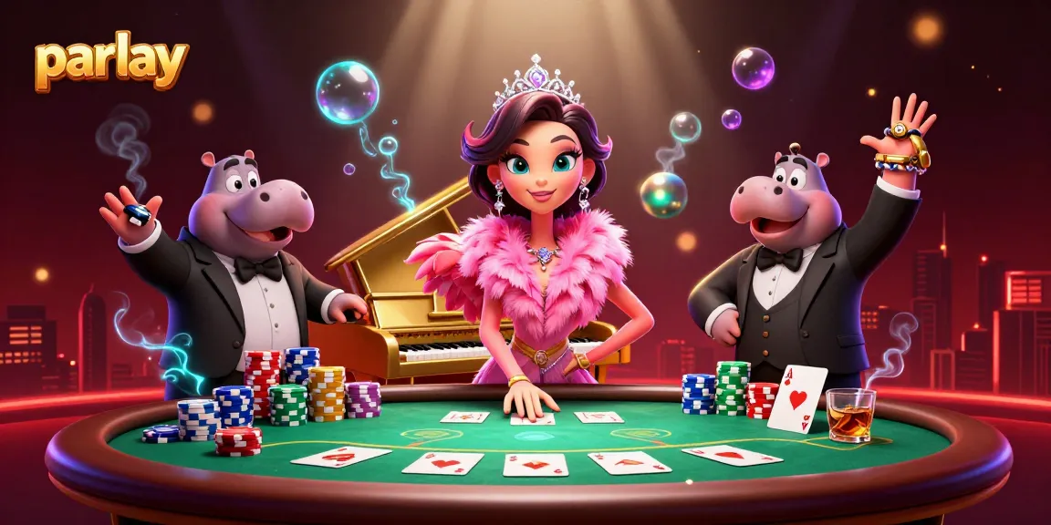 Experience the thrill of parlay betting with this vibrant casino scene showcasing dynamic characters and game elements.