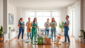 Transform your space with expert Cleaning Service, featuring friendly professionals in a pristine home.