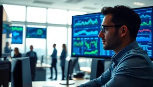 Optimize server management performance with professionals analyzing dashboards in a modern office.