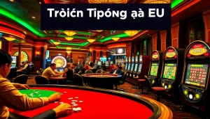 Experience the thrill of Trực Tiếp Bóng Đá EU as players engage at a vibrant poker table.