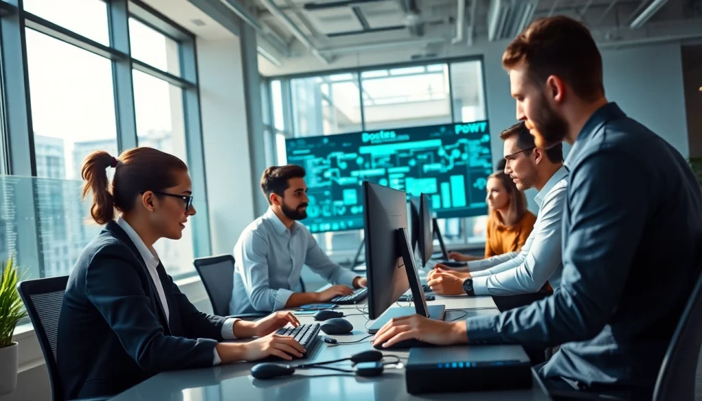IT Support Tampa team collaborating in a modern office with advanced technology.