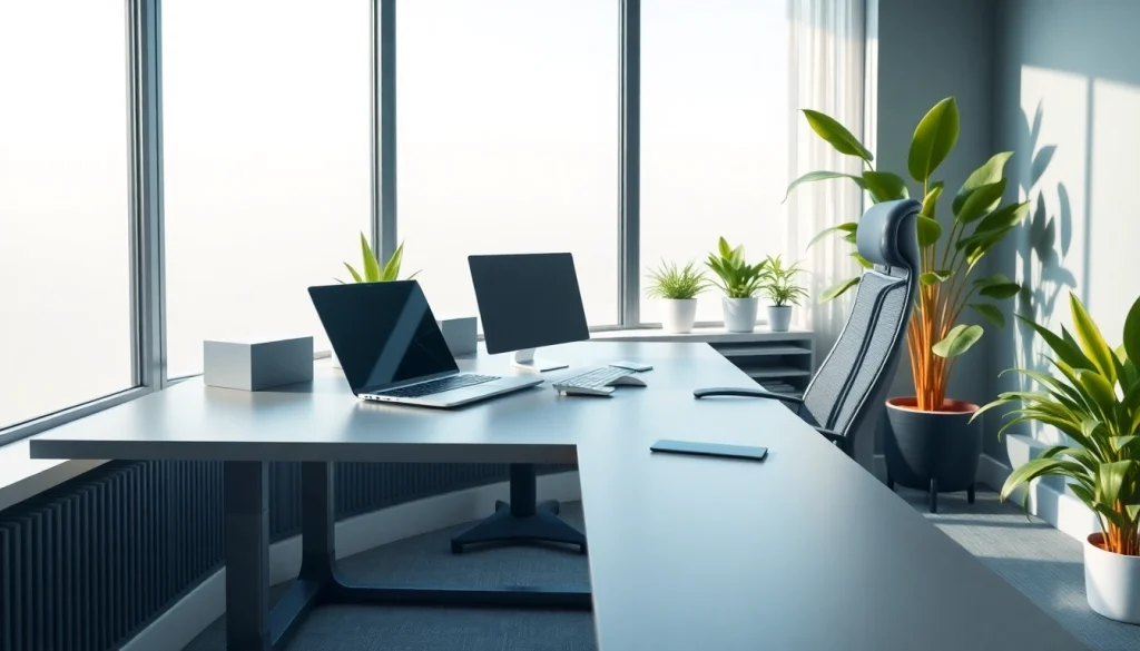 Engaging scene of a typing center showcasing a modern workspace designed for productivity.
