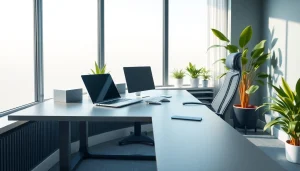 Engaging scene of a typing center showcasing a modern workspace designed for productivity.