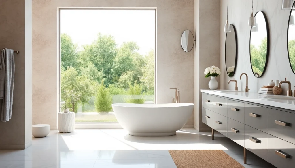 Engaging bathroom remodeling service image featuring a luxurious modern design and natural lighting.