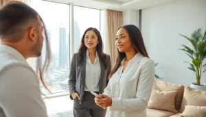 Apply for Maid Visa Dubai in a professional setting with a consultant and client.