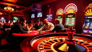 Engage in thrilling poker action at mm88 sa com, showcasing intense strategies, vibrant chips, and a dynamic roulette wheel atmosphere.