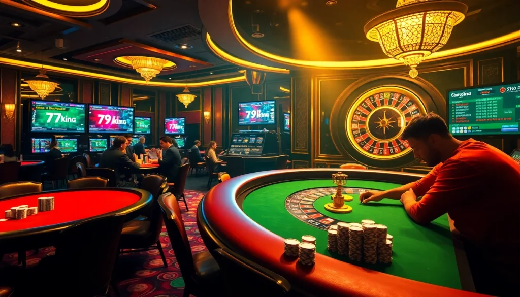 Experience the thrill of the 79king casino with intense poker games and roulette spinning in a luxurious setting.