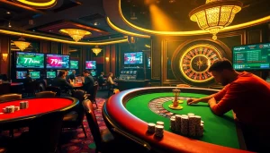 Experience the thrill of the 79king casino with intense poker games and roulette spinning in a luxurious setting.