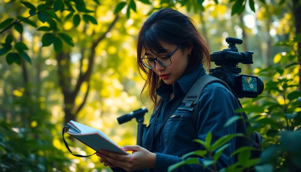 Highlighting impactful sustainability stories at https://www.unsustainablemagazine.com surrounded by nature.