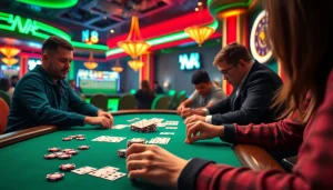 Main players enjoying the Domino88 poker game in an exciting online gaming setup