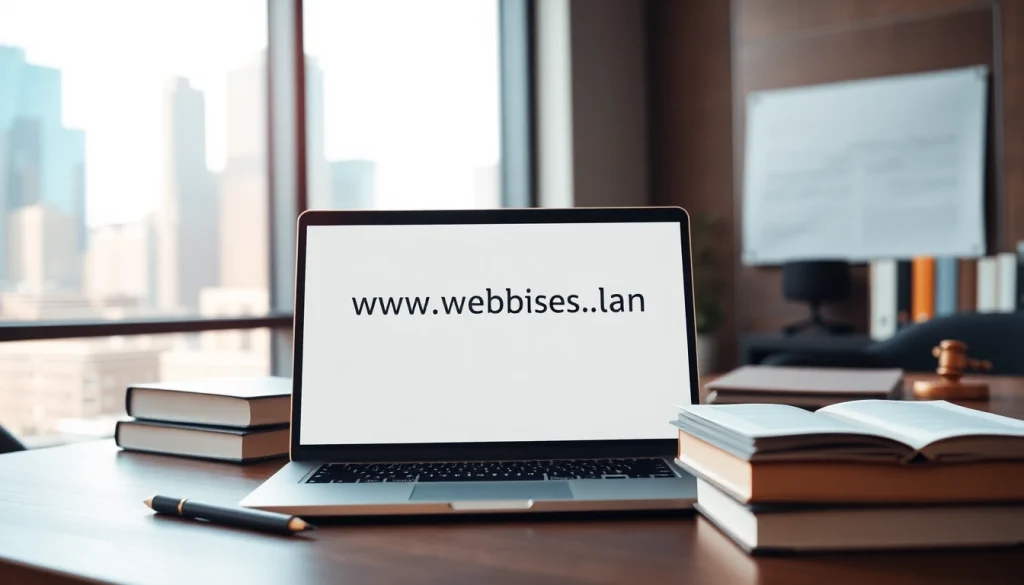 Enhance your law firm's online presence with https://www.websites.law displayed in a professional office.