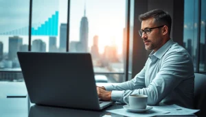 Analyse von Wachstumsstrategien auf https://zukunftkapital.de durch einen Finanzberater am modernen Schreibtisch.