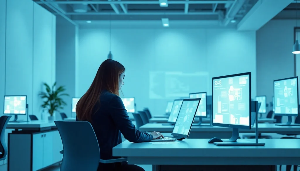 Escritorios Virtuales que optimizan el trabajo colaborativo en un ambiente moderno y tecnológico.