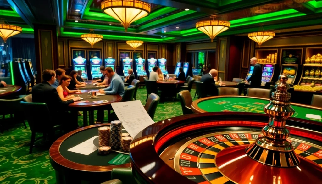 Experience high-stakes gaming at https://topclub.site/, featuring poker tables and vibrant slot machines.