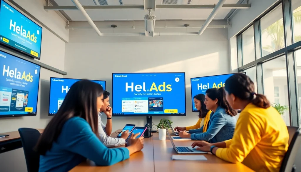 Engaging Hela Ad marketplace scene showcasing vibrant online advertising connections