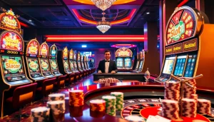 Experience Slot Gacor Hari ini with vibrant casino tables and thrilling slot machines filled with exciting potential.