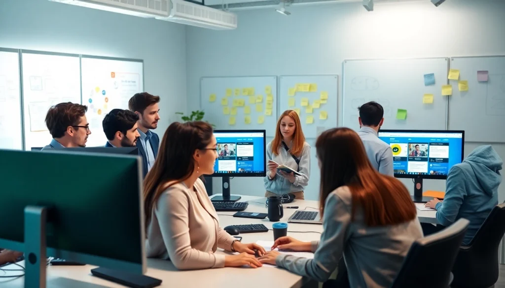 Creating stunning edmonton web design solutions with a professional team in a modern office setting.