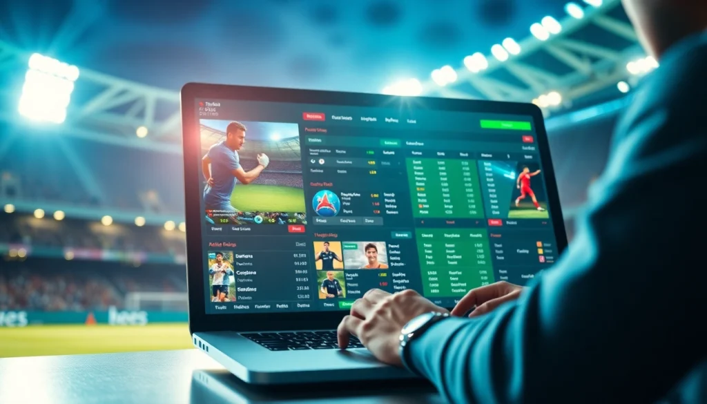 Pengguna judi bola sedang berinteraksi dengan situs taruhan online yang menarik