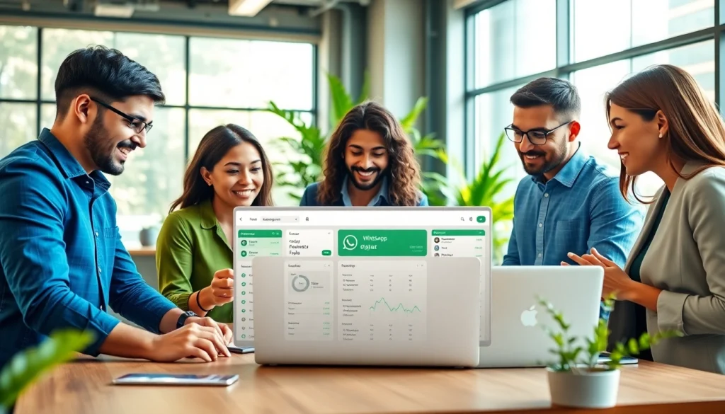 Understanding What is a CRM for WhatsApp through a team working on a digital dashboard