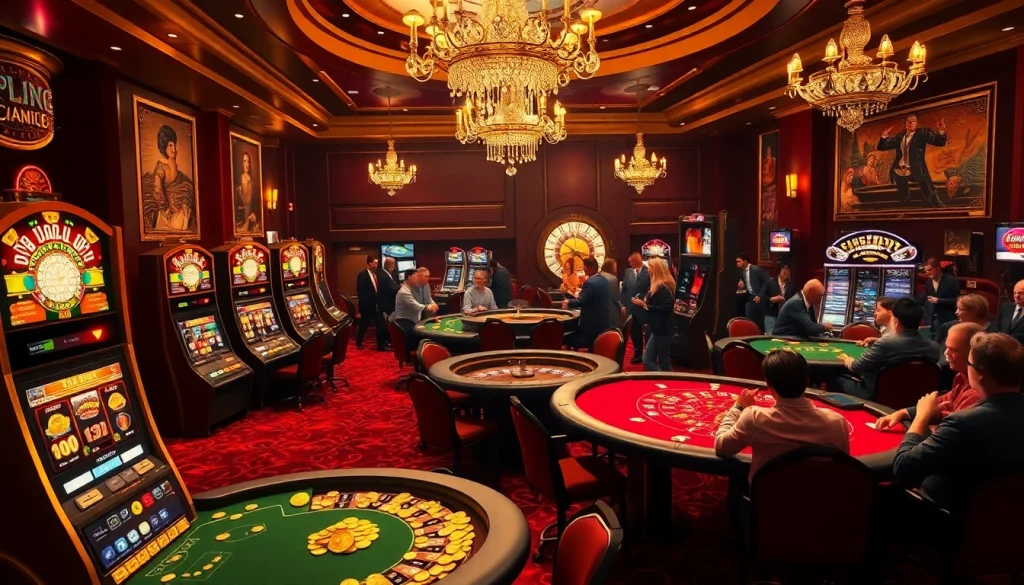 Enjoying a thrilling game at firekills.co.uk casino with vibrant slot machines and engaging players.