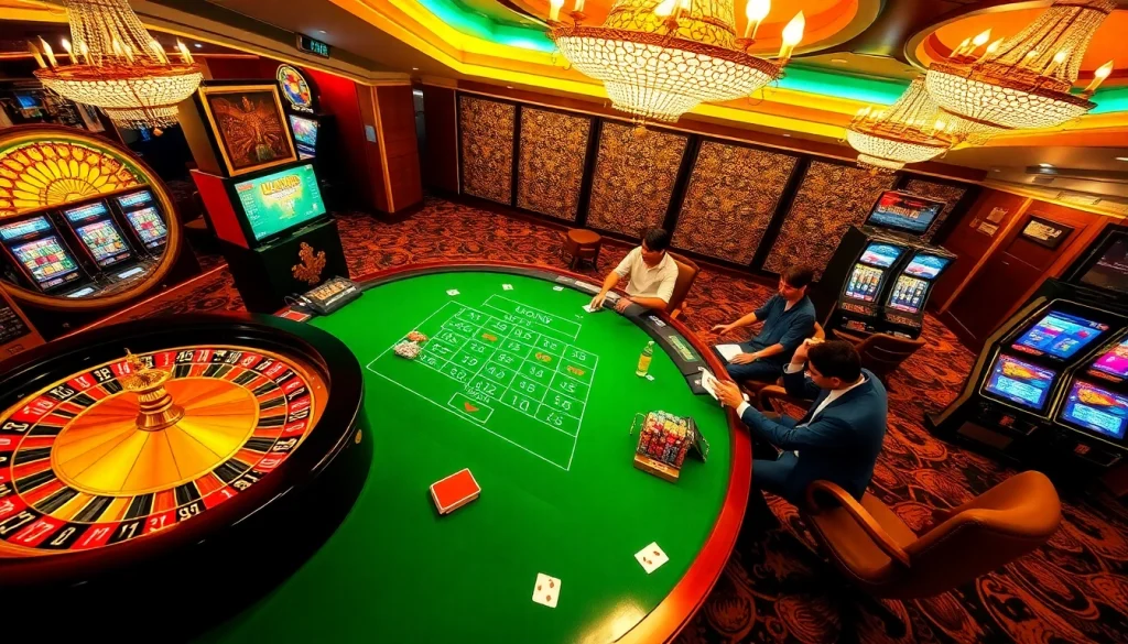 Exciting casino scene at https://gg88.ing/ with roulette, poker chips, and eager players.