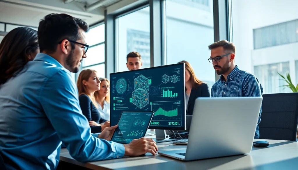 Explore the advanced AI testing platform at https://benchbot.ai showcasing a dynamic team collaborating on innovative solutions.