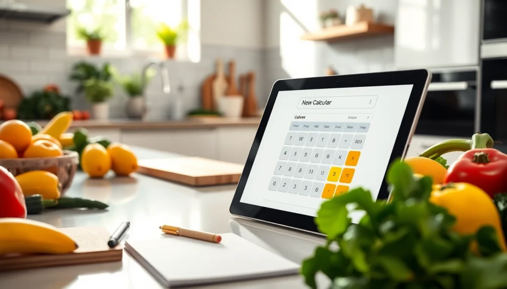 Calculate your daily calories using the innovative calorie calculator on a digital tablet, promoting healthy eating.