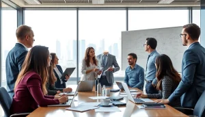Engaging discussion led by a business coach los Angeles in a modern conference room.