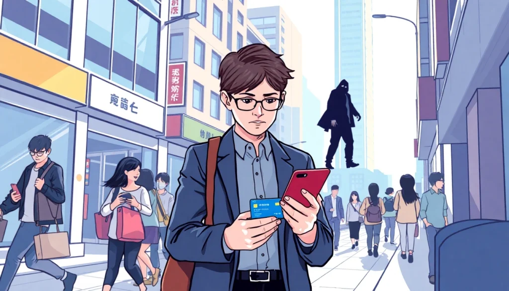 카드깡 관련 위험성을 나타내는 사람과 금융 거래 장면