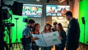 Video Production Company Phoenix team collaborating creatively in a modern studio environment.