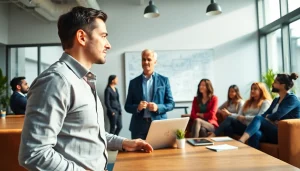 Find a business coach near me providing valuable insights during a dynamic brainstorming session.