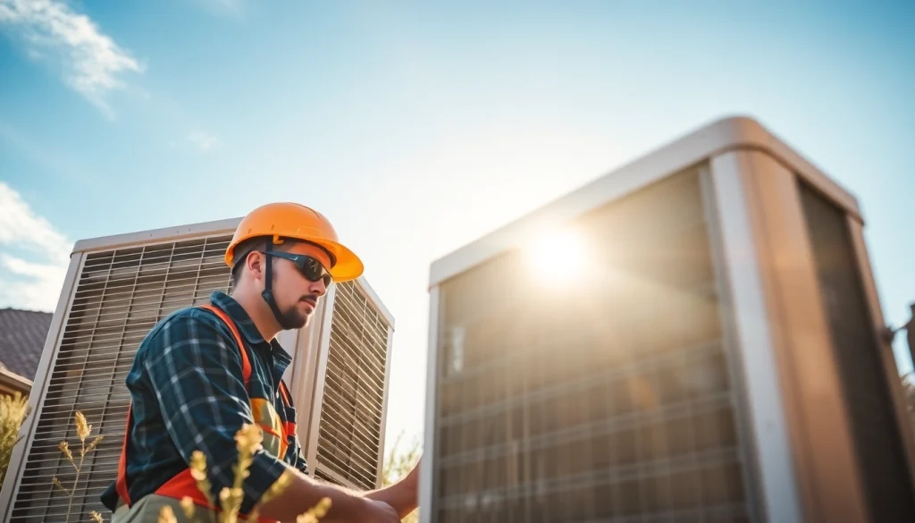 Expert technician performing ac repair phoenix az on residential unit under the sun.