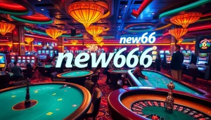 Players engaging in high-stakes games at new66, featuring vibrant casino tables and slot machines.