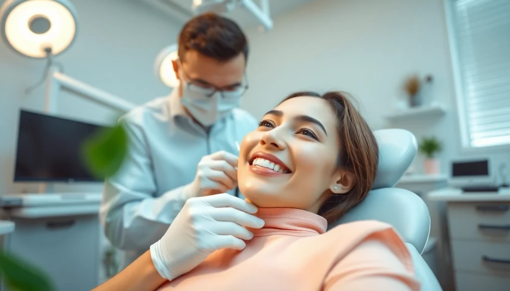 Veneers Malaysia application in a modern dental clinic, showcasing a dentist enhancing a patient's smile.