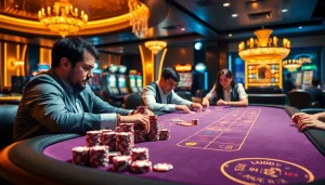 Players engaging at a poker table while experiencing the thrill of https://kjc.onl/ casino gaming.
