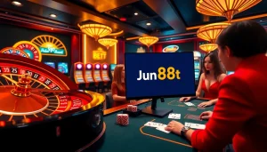 Experience the excitement of jun88 bet with vibrant casino visuals and engaging online gaming elements.