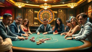 Experience the thrill of high-stakes poker at https://nk88.us.com/, featuring intense players and vibrant casino colors.