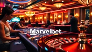 Experience the thrill of betting with Marvelbet at an exciting casino table.