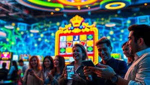 Permainan mesin slot Istana777 yang menyenangkan dengan pemain terlibat dan pengalaman penuh warna.